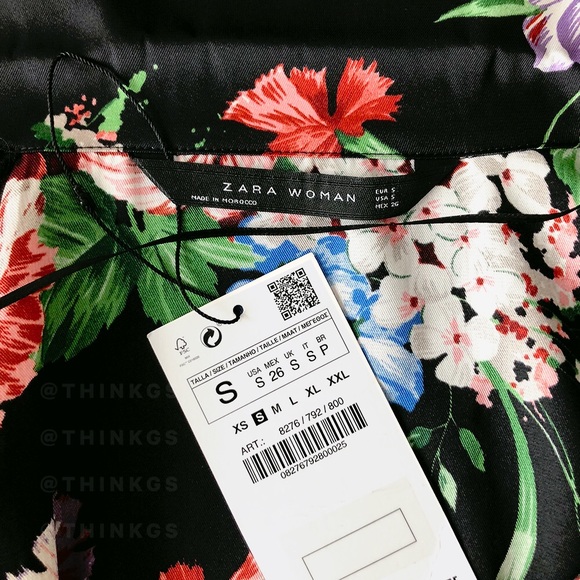 Zara Floral Blouse w/ Emerald Piping - Picture 5 of 6